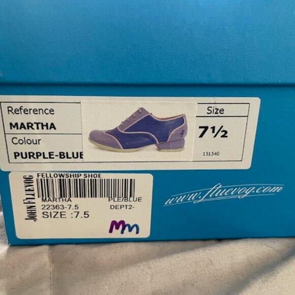 LAST Fluevog Martha Fellowship Lace Up Purple Neon Green 7.5 7 Leather Retro - Picture 4 of 15